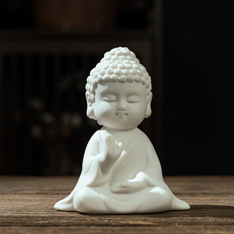 zensoullab Creative Ceramic Buddha Statue New Chinese Style Living Room TV Cabinet Entrance Hall Buddha Shrine Desktop Zen Peace Car Ornament