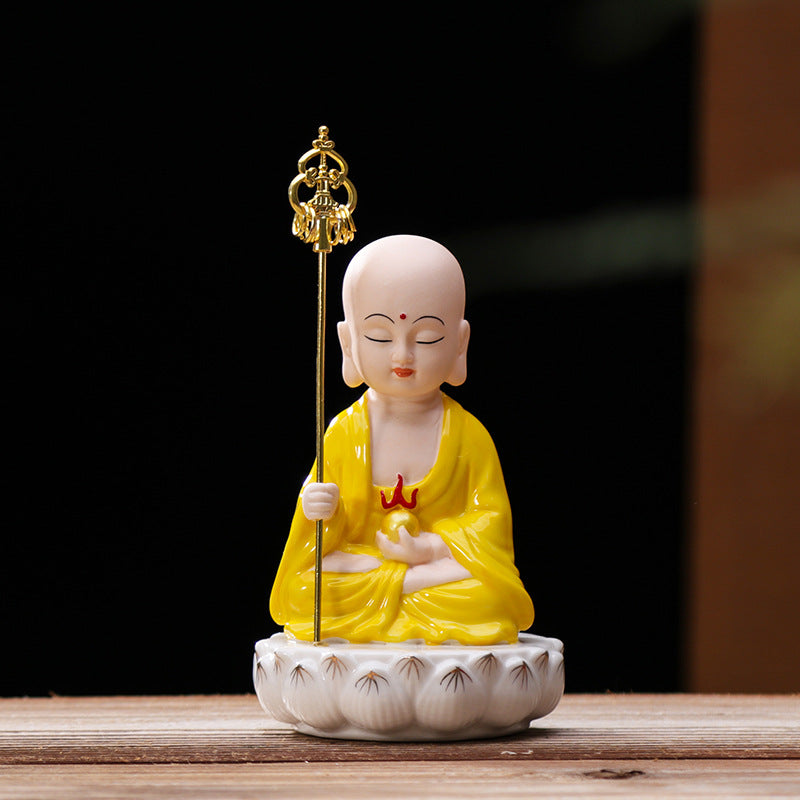 zensoullab Ceramic Saha Western Three Saints Home Worship Guanyin Bodhisattva Shakyamuni Buddha Ksitigarbha Buddha Statue Home Decor