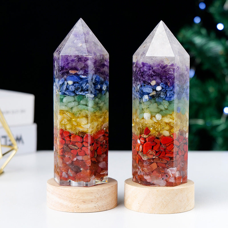 zensoullab Natural Crystal Pillar Night Light USB Creative Crystal Gravel Resin LED Night Light Home Craft Ornament