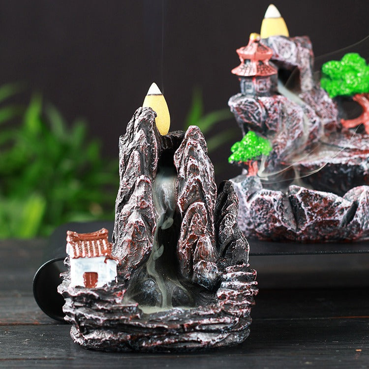 zensoullab Resin Backflow Incense Burner Zen Rockery Home Indoor Living Room Incense Burner Backflow Incense Landscape Decoration Ornament