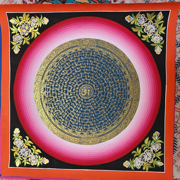 zensoullab Nepal Hand-painted Thangka Six-Word Mantra Mandala Mandala Sutra Decorative Painting Living Room Entrance Hanging Painting