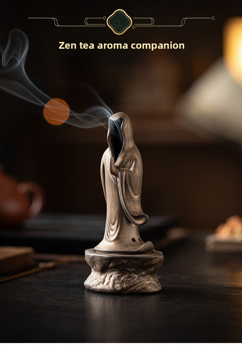 zensoullab Zen Style Formless Mini Incense Burner for Home Indoor Small Disc Incense Burner Tea Room Desktop Antique Incense Burner Small Ornament