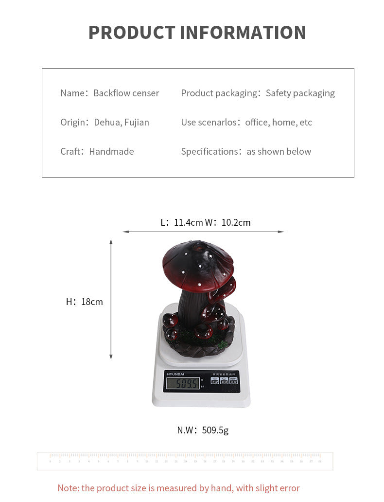 zensoullab Backflow Incense Burner Incense Holder Incense Stand Aromatherapy Creative European Style Home Craft Ornament Mushroom Resin Backflow Incense Burner