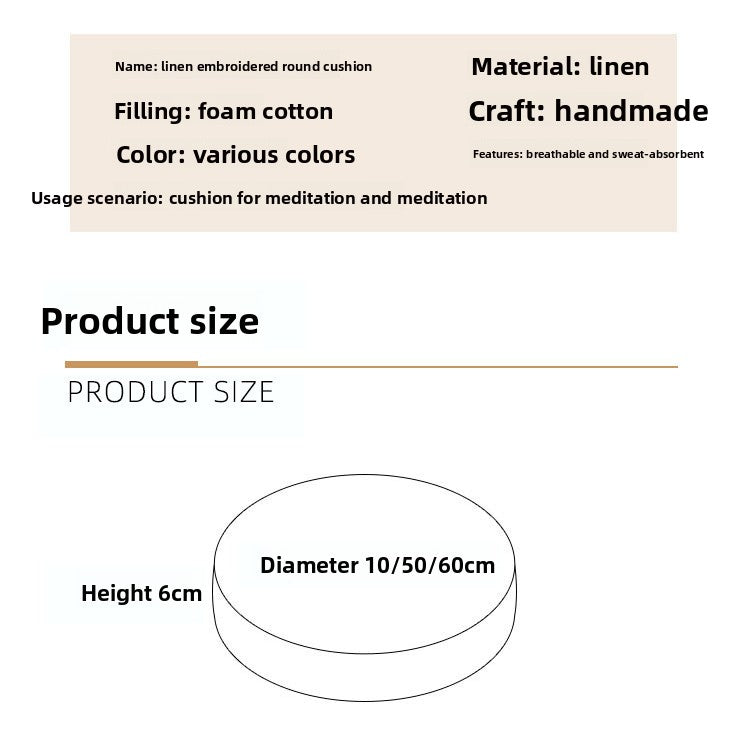 Zensoullab Japanese Style Tatami Mat Futon Cushion Thickened Stool Removable and Washable Window Cushion round Meditation Cushion Meditation Pray Cushion