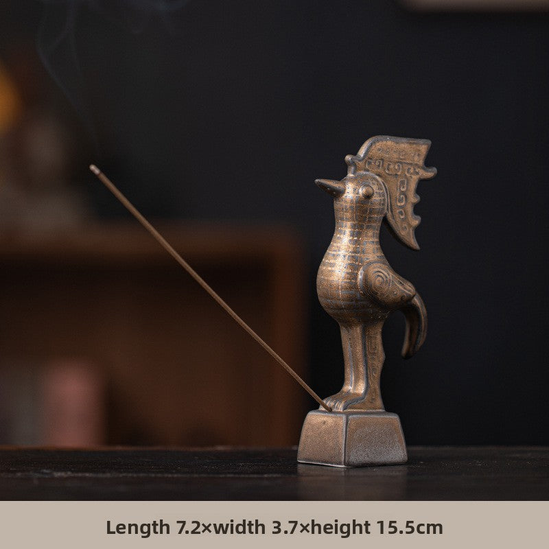 zensoullab Cultural and Creative Handicraft Ceramic Sanxingdui Sun Bird Incense Burner Incense Holder Incense Stick Holder Incense Ceremony Ornament Creative Gift Aromatherapy Burner