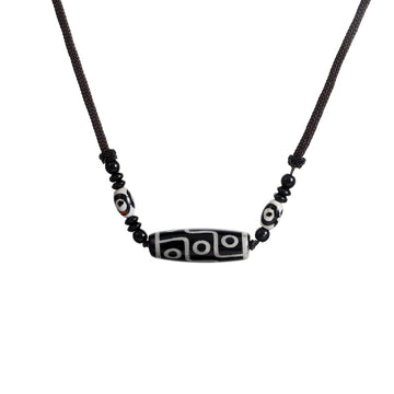 zensoullab Ethnic Style Tibetan Nine-Eyed Dzi Bead Agate Necklace for Men Versatile Sweater Chain New Chinese Style Women Retro Personality Accessories