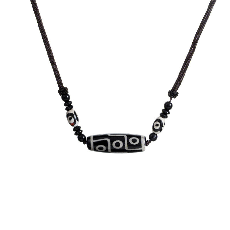 zensoullab Ethnic Style Tibetan Nine-Eyed Dzi Bead Agate Necklace for Men Versatile Sweater Chain New Chinese Style Women Retro Personality Accessories