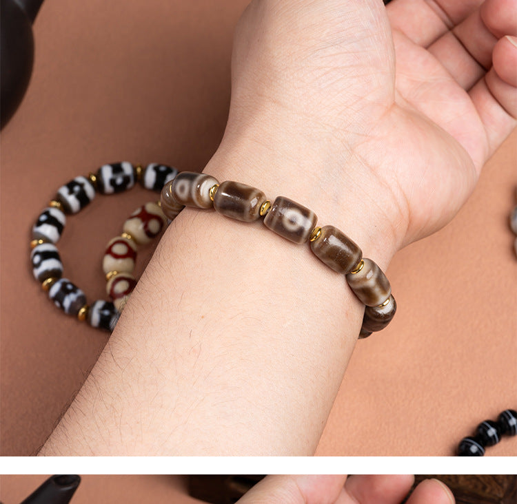 zensoullab Natural Tiger Tooth Dzi Bead Agate Bracelet Fashion Versatile High-Quality Unisex Couple Style Single Circle Bracelet In Stock