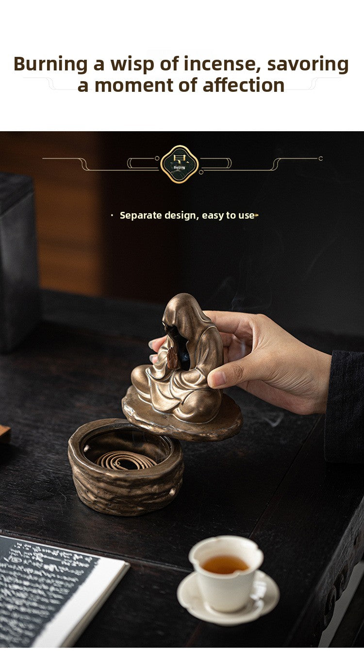 zensoullab Zen Style Incense Burner for Home Indoor Tea Ceremony Study Room Aromatherapy Ornament Sandalwood Agarwood Incense Burner Ceramic Craft
