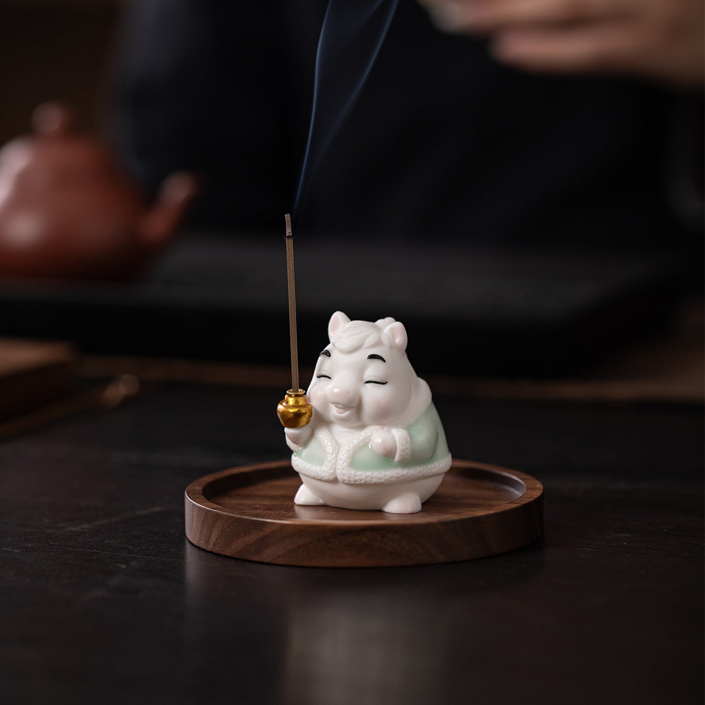 zensoullab Creative Ceramic Little Fortune Horse Incense Burner Cute Incense Holder Incense Stand Incense Tray Year of the Horse Mascot Aromatherapy Burner Incense Ceremony Ornament