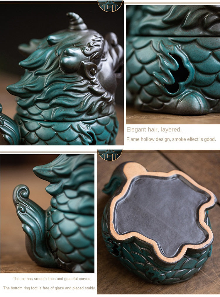 zensoullab Kirin Incense Burner Wealth-Attracting Divine Beast Agarwood Sandalwood Tea Table Home Indoor Incense Ceremony New Chinese Zen Ceramic Ornament