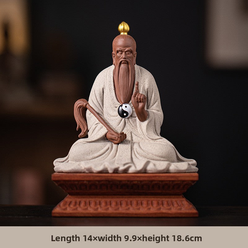 zensoullab Zen Style Chinese Ceramic Taishang Laojun Three Pure Ones Taoist Patriarch Yuanshitianzun Living Room Creative Home Decor Antique Shelf Ornament
