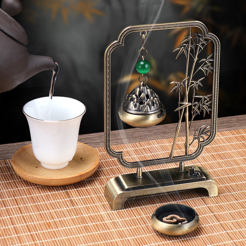 zensoullab Chinese Style Incense Burner Green Bamboo Auspicious Incense Home Indoor Ancient Style National Trend Incense Decoration Ornament