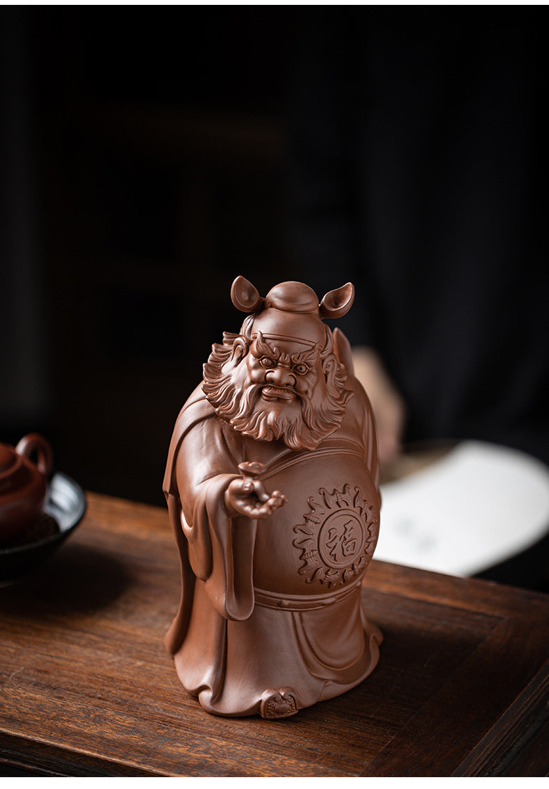 zensoullab Zen Style Chinese Purple Clay Zhongkui Blessing Figurine Creative Home Living Room Study Entrance Craft Decoration Ornament