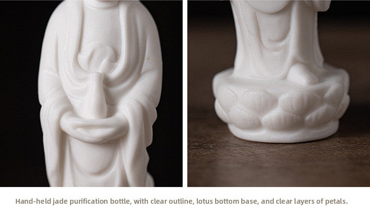 zensoullab Creative Mini Small Ceramic Peace Guanyin Bodhisattva Chinese Style Bonsai Rockery Micro Landscape Fish Tank Zen Small Ornament