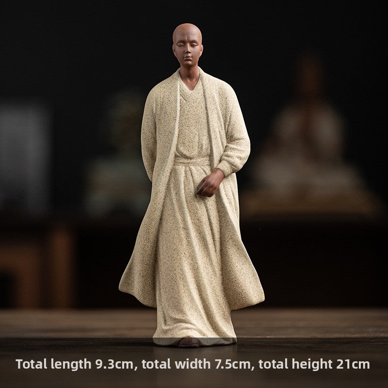zensoullab Zen Purple Clay Little Monk Tea Pet Figurine Character Tea Ceremony Tea Room Tea Space Desktop Tea Table Tea Set Tea Table Decoration