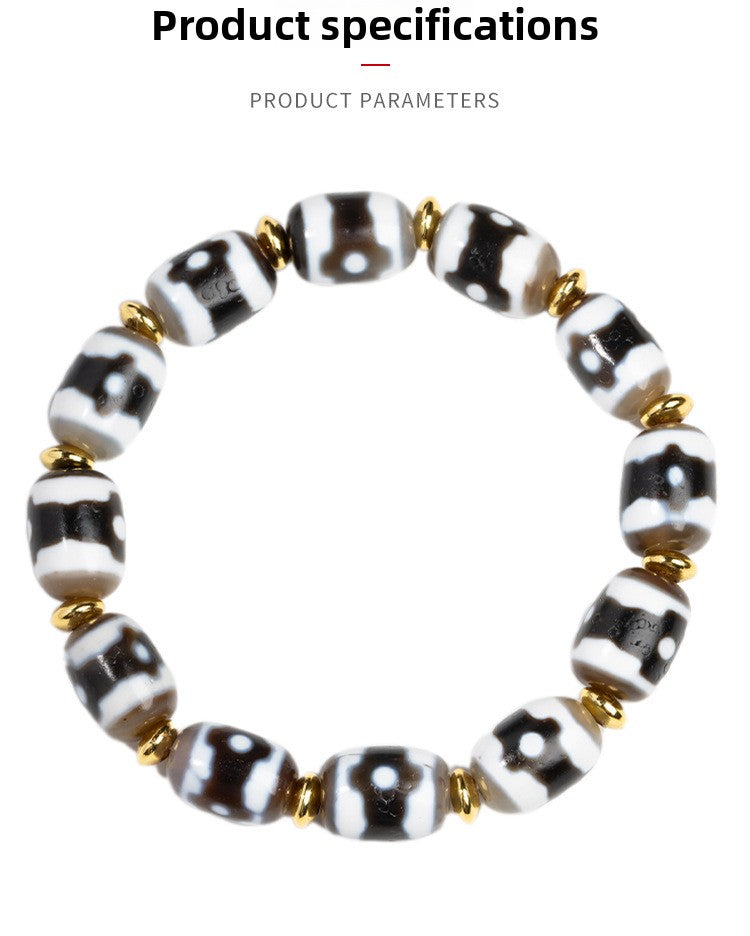 zensoullab Natural Tiger Tooth Dzi Bead Agate Bracelet Fashion Versatile High-Quality Unisex Couple Style Single Circle Bracelet In Stock