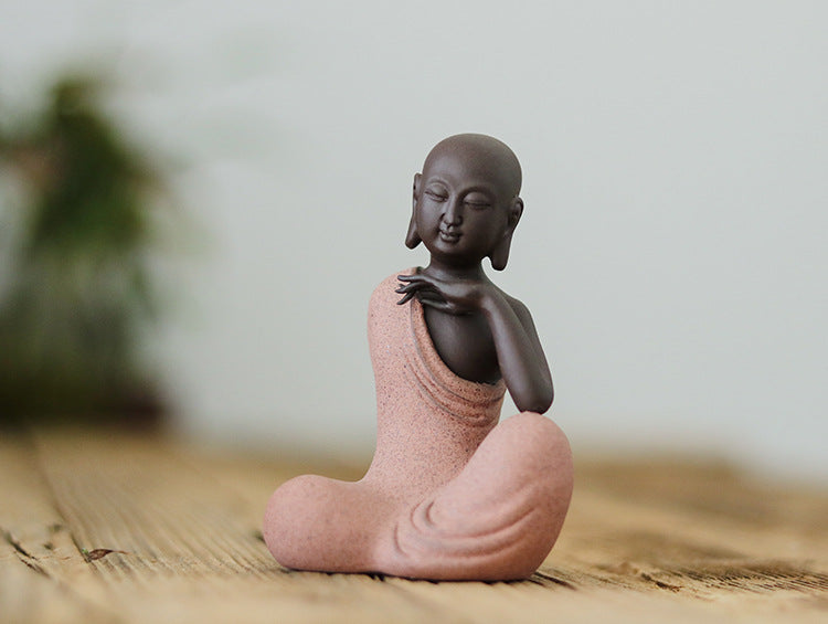 zensoullab Zen Style Yixing Clay Little Monk Tea Pet Tea Play Tea Tray Accessories Premium Ceramic Little Sha Mi Figure Home Decor
