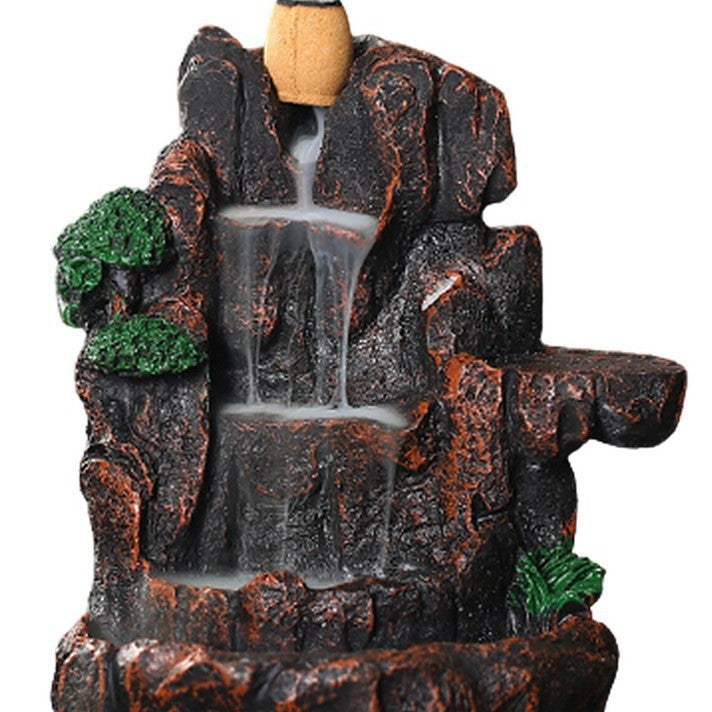 Zensoullab Resin Carving High Mountain Flowing Water Backflow Agarwood Stove Home Indoor Zen Sandalwood Incense Burner Tea Ceremony Decoration Zen Incense Burner