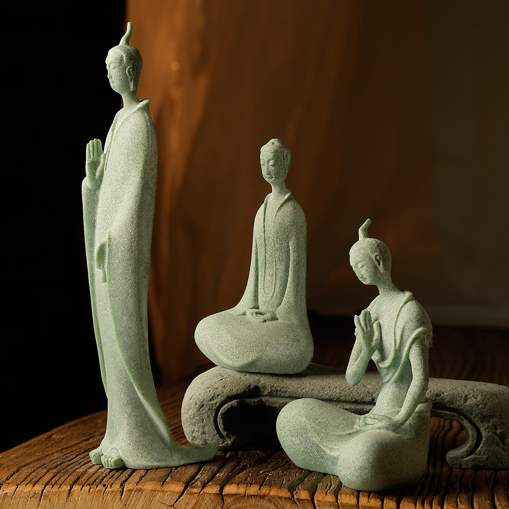 zensoullab Large Desktop Chinese Style Buddha Figurine Micro Landscape Fish Tank Landscaping Rockery Gardening Desktop Ornament Tea Pet Incense Decoration