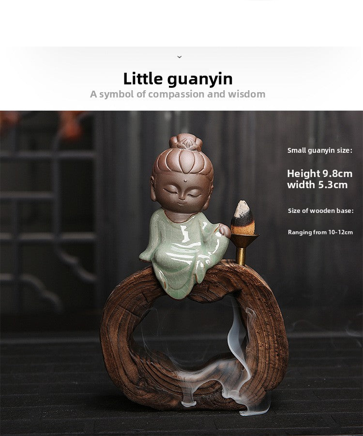 zensoullab Yunshang Tea Pet Ornament Creative Little Monk Purple Clay Backflow Incense Burner Tea Set Accessories Home Office Art Ornament