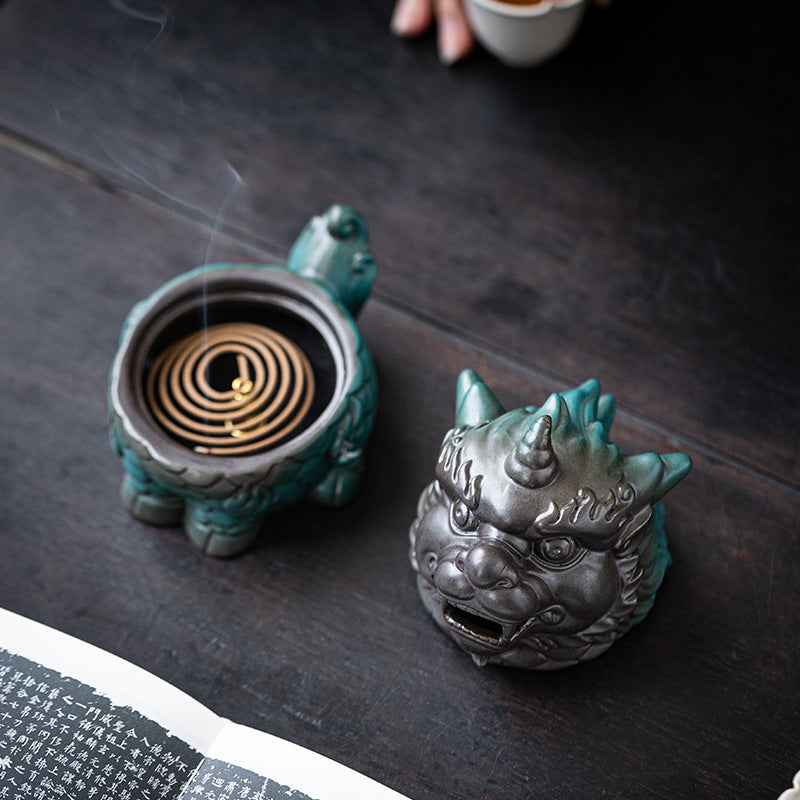 zensoullab Kirin Incense Burner Wealth-Attracting Divine Beast Agarwood Sandalwood Tea Table Home Indoor Incense Ceremony New Chinese Zen Ceramic Ornament
