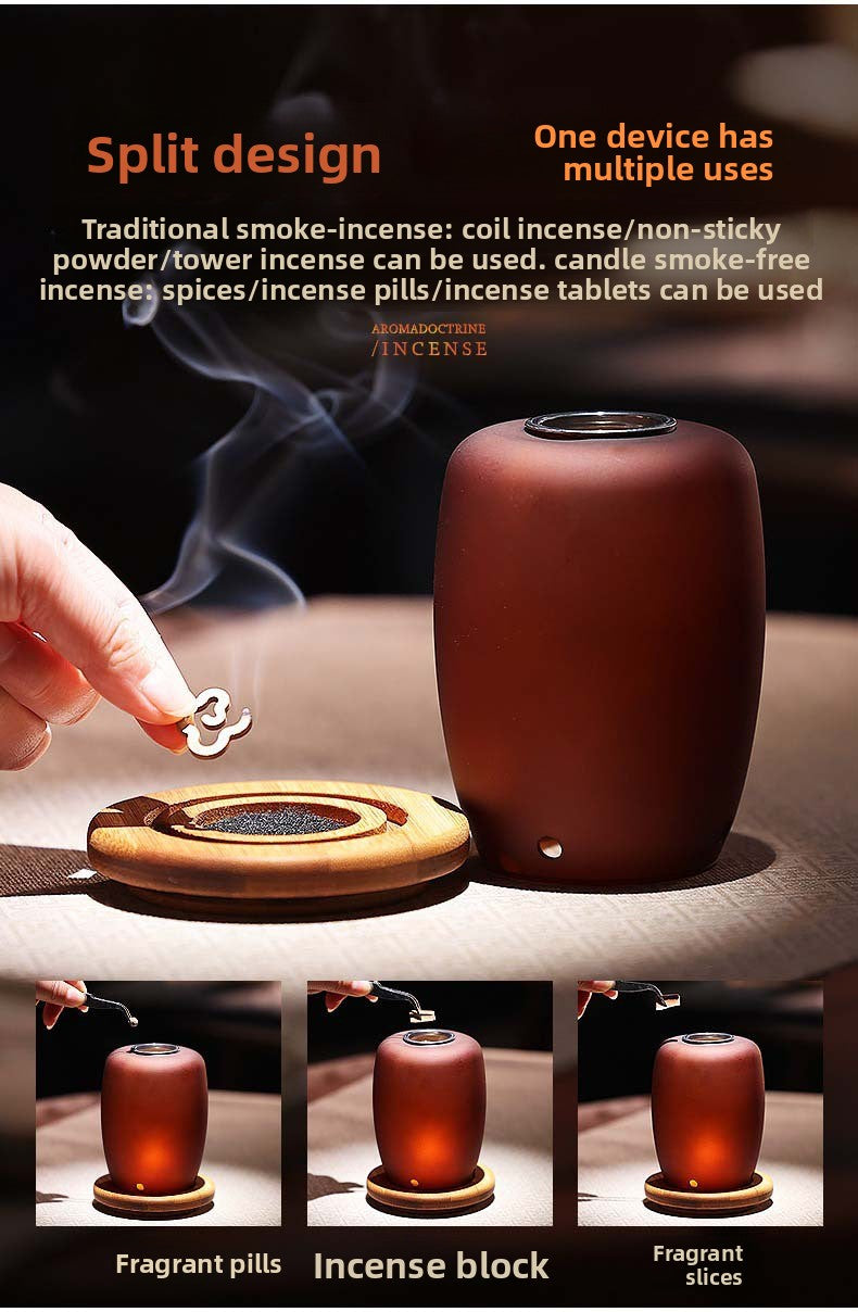 zensoullab Agarwood Incense Burner Glass Incense Burner Home Sandalwood Natural Incense Retro Fireproof Incense Burner Candle Incense Lamp