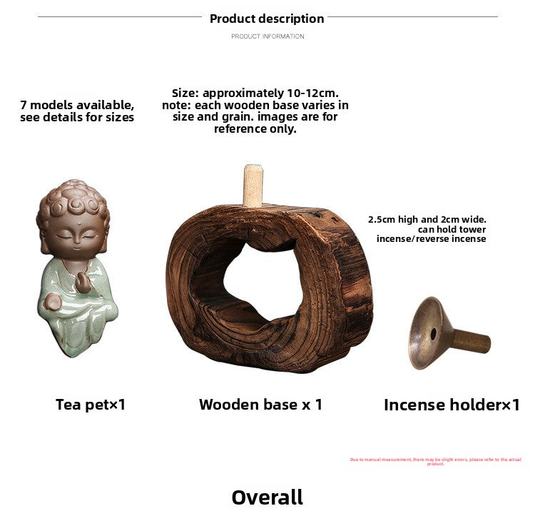 zensoullab Yunshang Tea Pet Ornament Creative Little Monk Purple Clay Backflow Incense Burner Tea Set Accessories Home Office Art Ornament