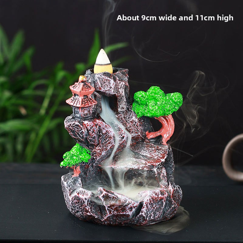 zensoullab Resin Backflow Incense Burner Zen Rockery Home Indoor Living Room Incense Burner Backflow Incense Landscape Decoration Ornament