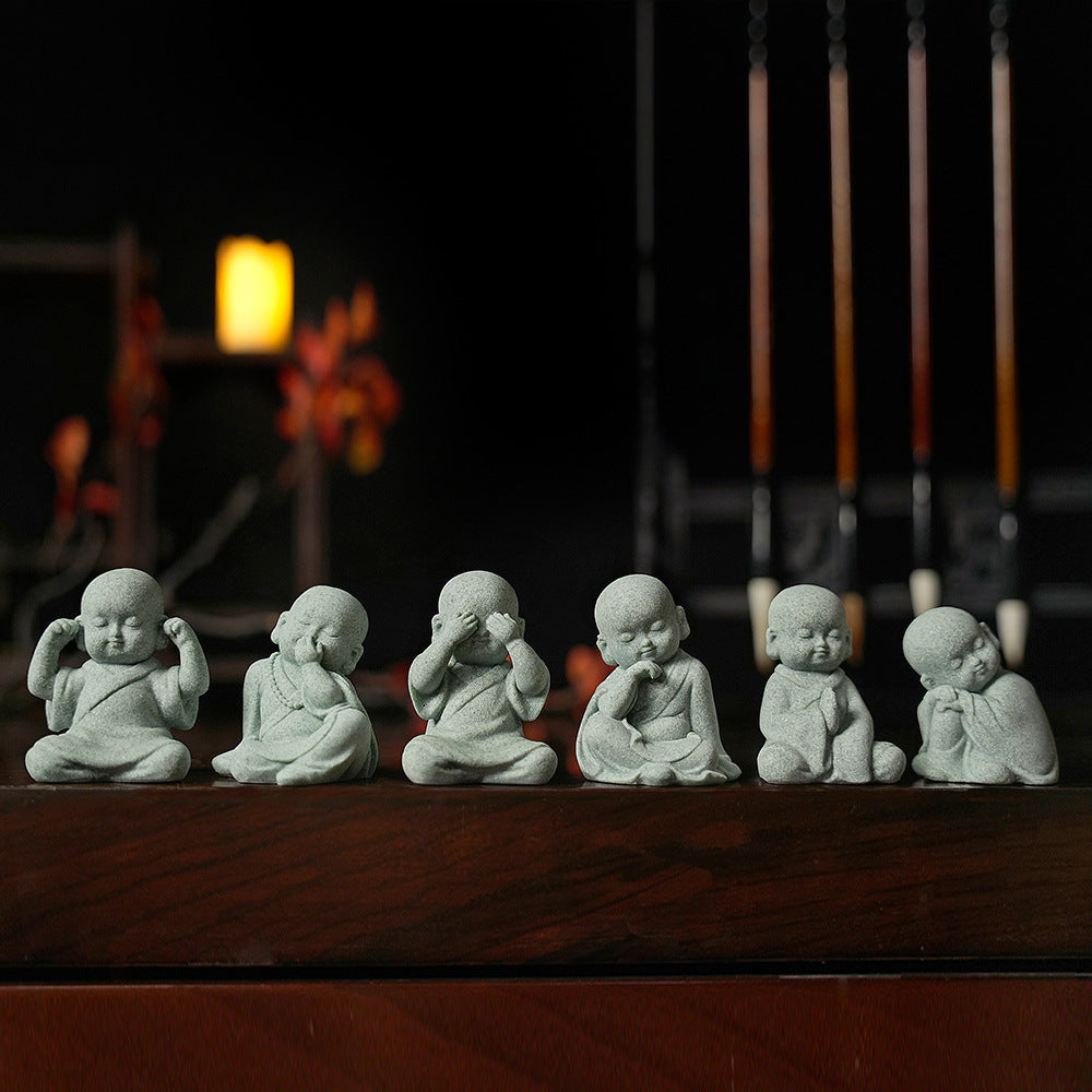 zensoullab Decorative Crafts Zen Decorations Tea Room Arrangement Landscaping Little Monk Decoration New Chinese Style Micro Landscape Arrangement Props