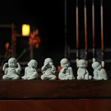 zensoullab Decorative Crafts Zen Decorations Tea Room Arrangement Landscaping Little Monk Decoration New Chinese Style Micro Landscape Arrangement Props