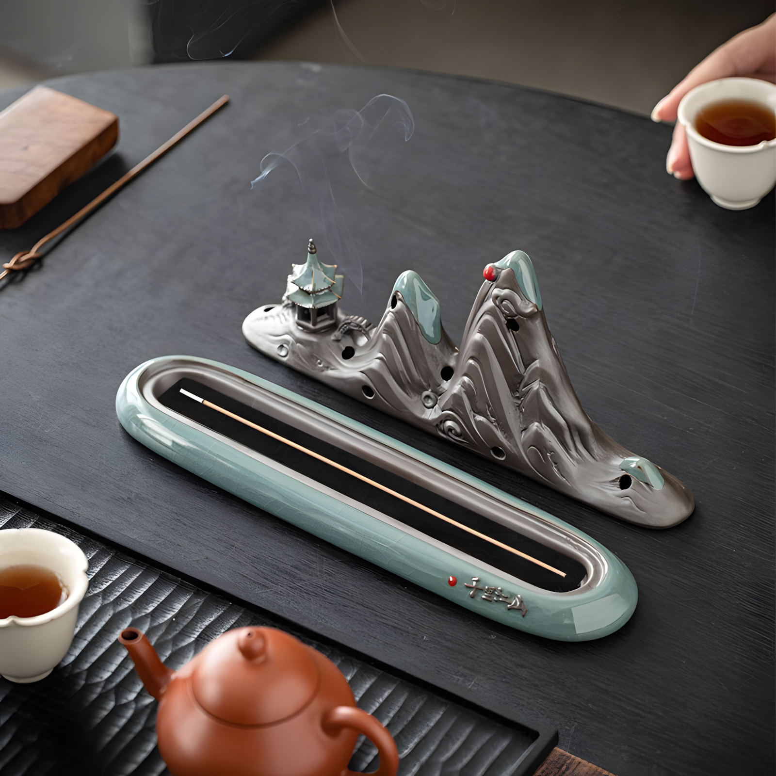 Zensoullab “Eternal Mountains” Ceramic Incense Burner | Zen Meditation & Mindfulness Decor
