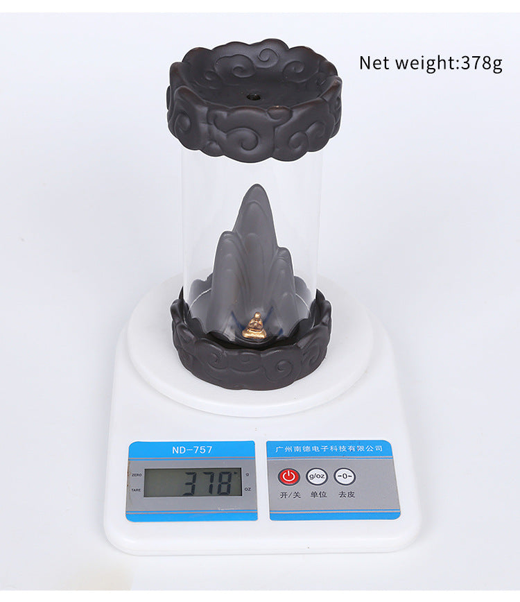 zensoullab Original Purple Clay Mountain Water Backflow Incense Burner Creative Cloud Windproof Cover Backflow Incense Burner Hot