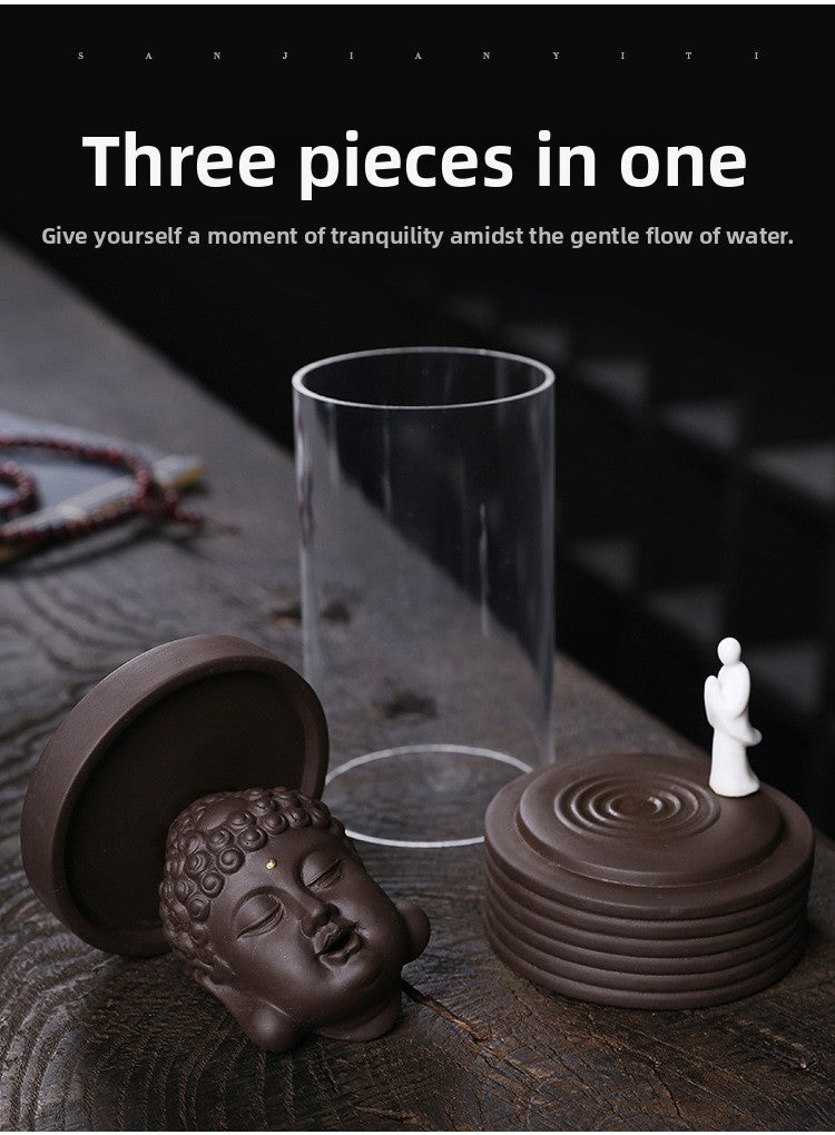 zensoullab Purple Clay Backflow Incense Burner Home Decor Creative Fortune Comes Windproof Cover Backflow Incense Burner Original