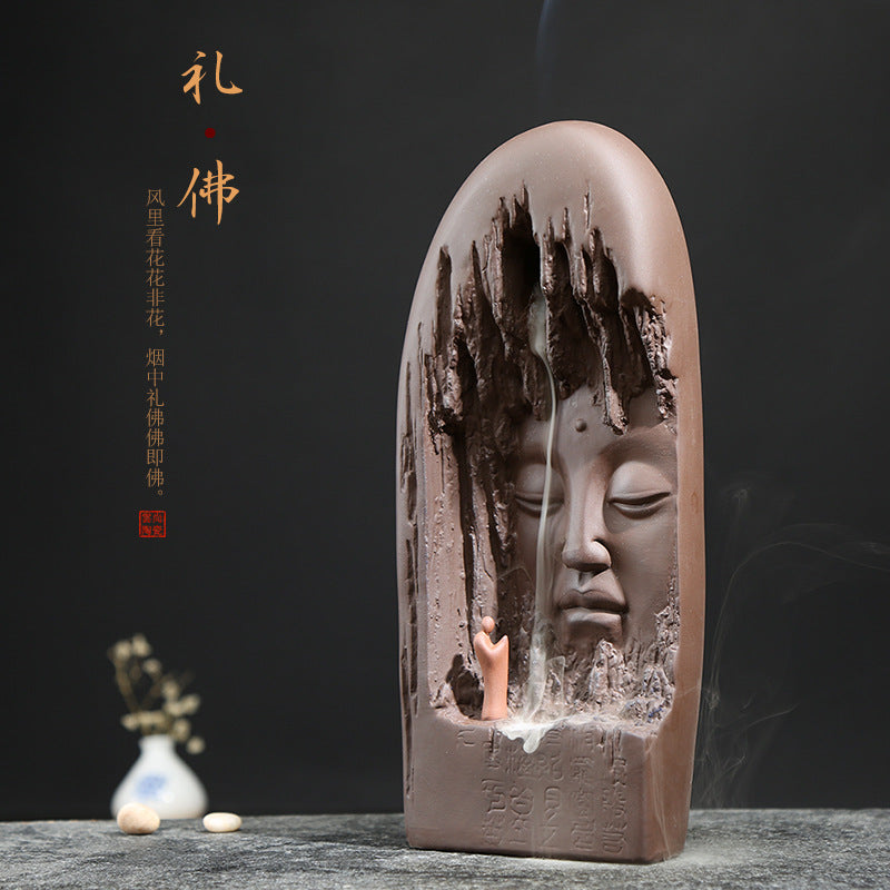Zensoullab Yunshang Creative Backflow Incense Burner Zen Purple Clay Ornaments Buddha Worship Home Indoor Worship Decoration Sandalwood Stove Buddha Utensils