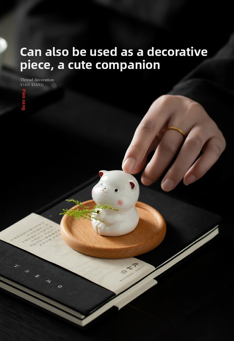 zensoullab Creative Ceramic Cute Little Cat Incense Holder Incense Tray Home Indoor Sandalwood Agarwood Incense Burner Incense Holder Ornament