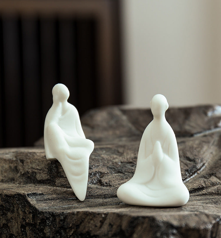 zensoullab Mini Ceramic Fingertip Small Buddha Zen White Porcelain Formless Buddha Little Monk Bonsai Fish Tank Micro Landscape Decoration Ornament