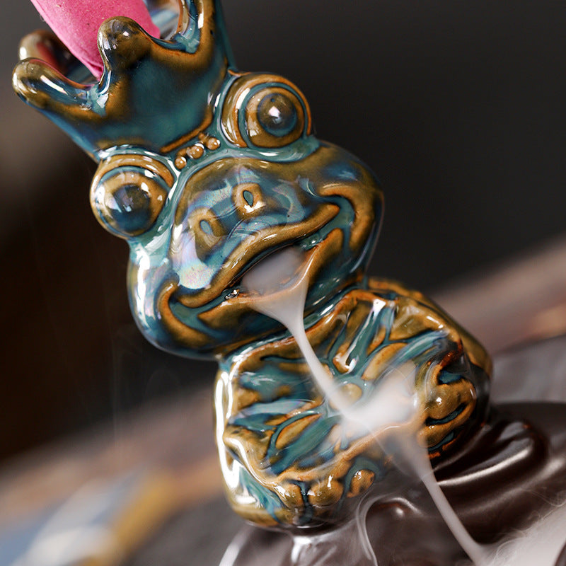 zensoullab Frog Prince Backflow Incense Burner Ceramic Creative Ornament Home Decoration Incense Holder Incense Stand Incense Device