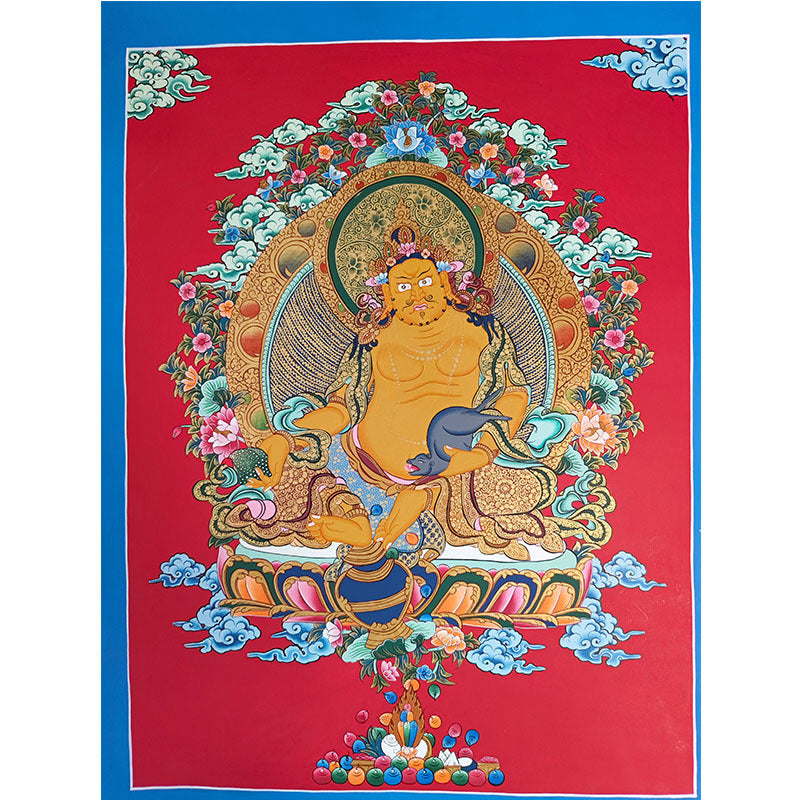 zensoullab Nepal Hand-painted Manjushri Thangka Yellow God of Wealth Samantabhadra Four-armed Guanyin White Tara Green Tara Entrance Wall Hanging Painting