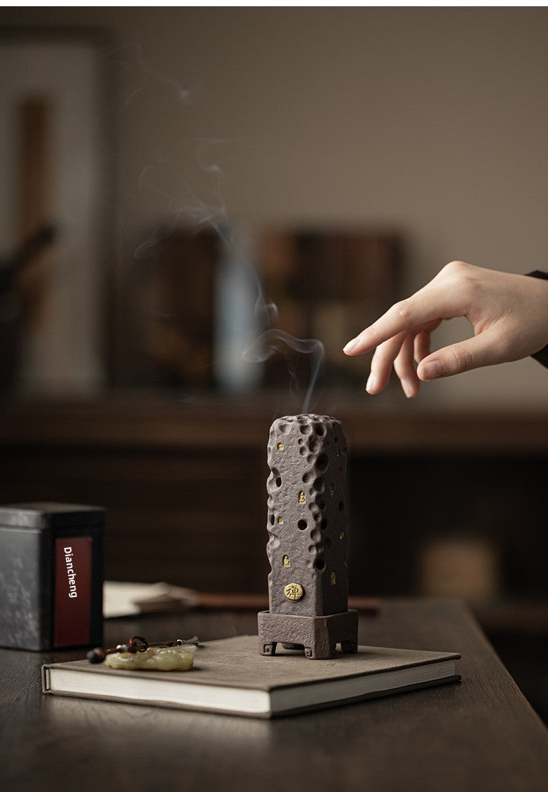 zensoullab Retro Zen Incense Burner Incense Holder Home Ceramic Covered Incense Stand Incense Tray Creative Aromatherapy Burner Incense Accessories