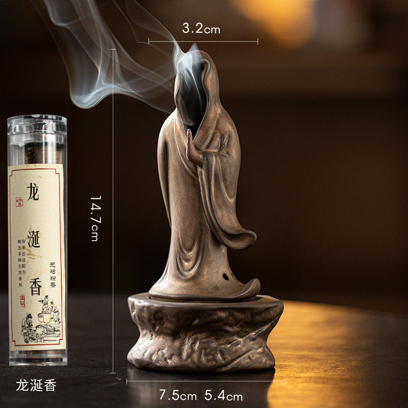 zensoullab Zen Style Formless Mini Incense Burner for Home Indoor Small Disc Incense Burner Tea Room Desktop Antique Incense Burner Small Ornament