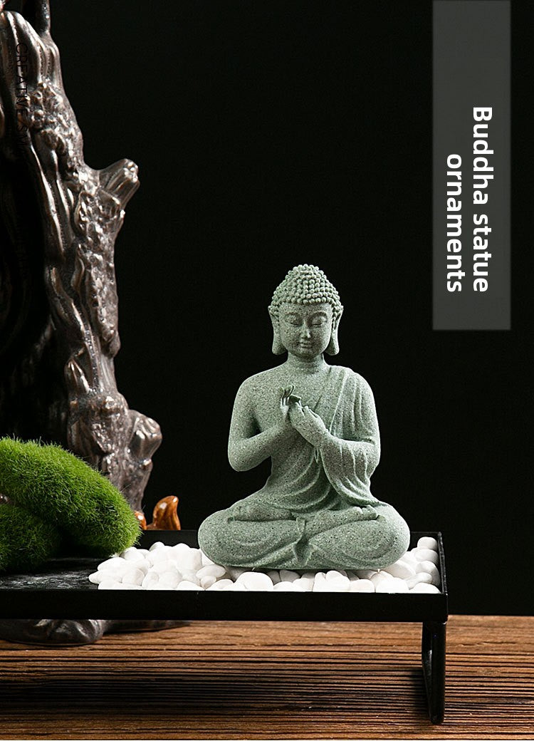 zensoullab New Buddha Statue Crafts Zen Fish Tank Landscape Ornament New Chinese Style Creative Entrance Home Decoration