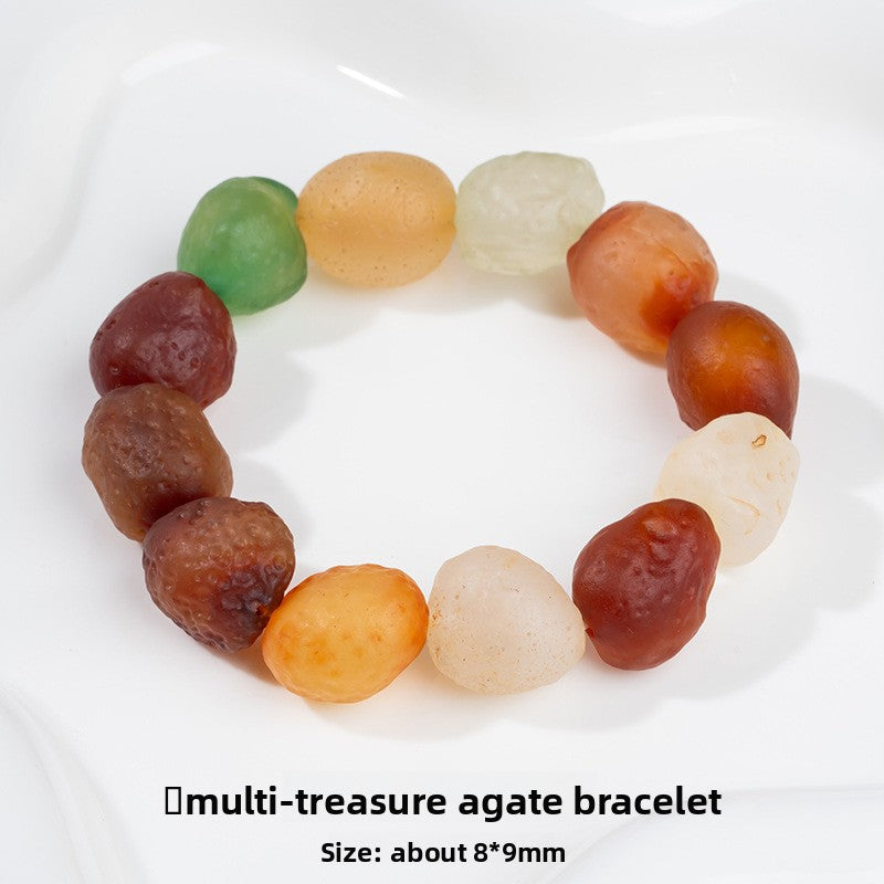zensoullab Natural Three-Eyed Dzi Bead Agate Bracelet Fashion Versatile Unisex Couple Style Tiger Tooth Single Circle Bracelet In Stock