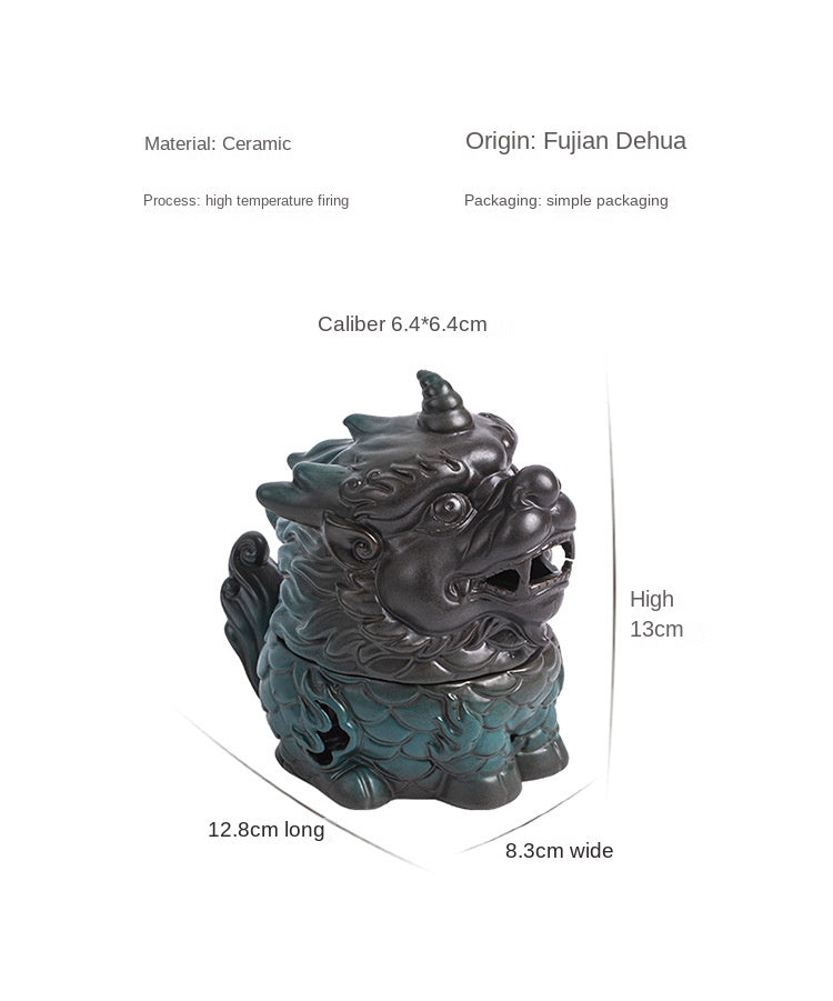 zensoullab Kirin Incense Burner Wealth-Attracting Divine Beast Agarwood Sandalwood Tea Table Home Indoor Incense Ceremony New Chinese Zen Ceramic Ornament