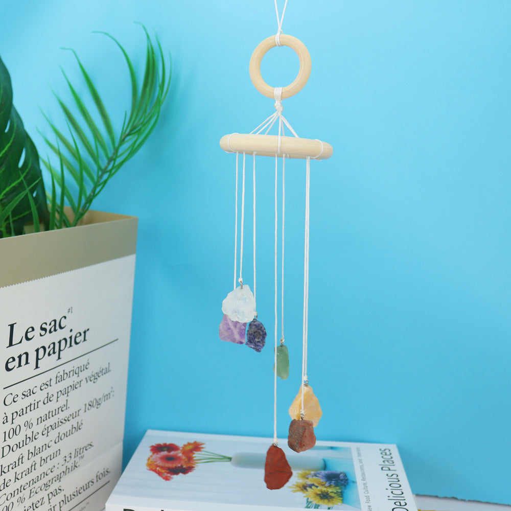 zensoullab Natural Raw Stone Crystal Wind Chime Gardening Crafts Crystal Hanging Holiday Home Decoration
