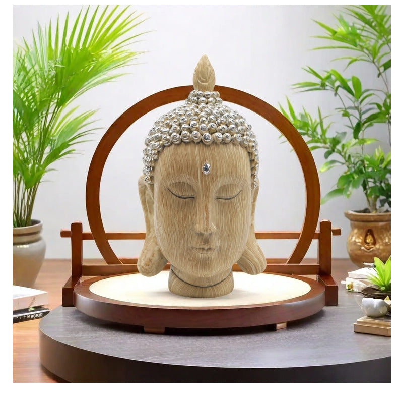 zensoullab Southeast Asian Buddha Statue Buddha Head Ornament New Chinese Zen Resin Craft Living Room Tea Room Home Retro Decoration