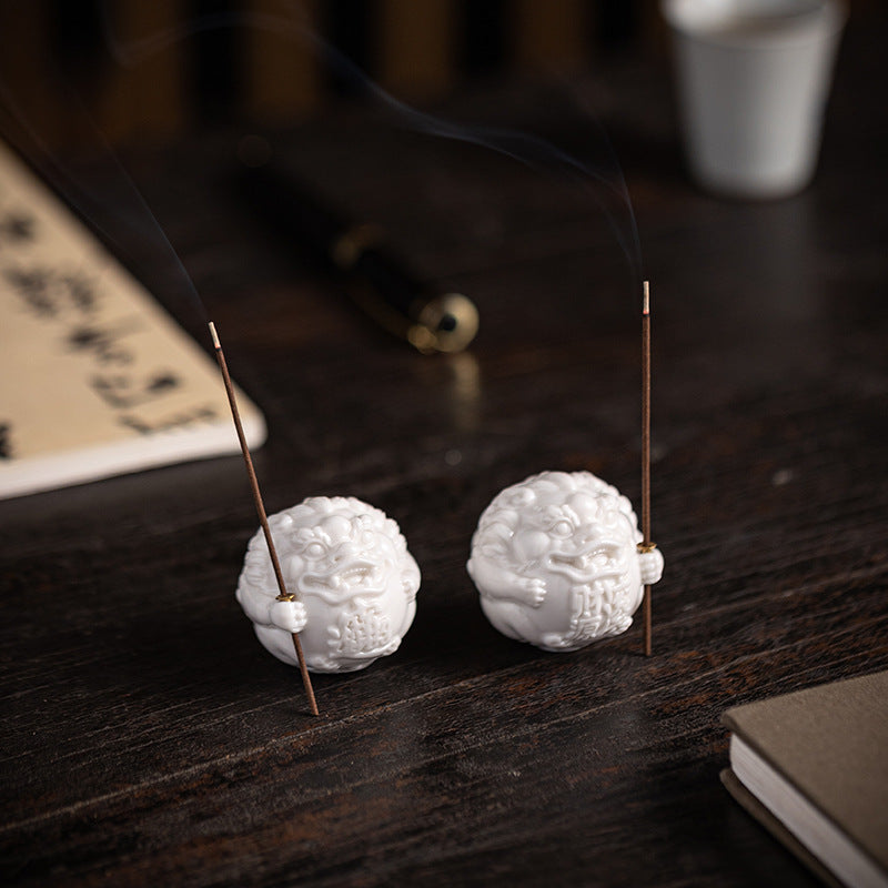 zensoullab White Porcelain Pixiu Incense Holder Wealth-Attracting Incense Holder Incense Burner Home Indoor Sandalwood Agarwood Incense Stand Incense Tray Desktop Ornament