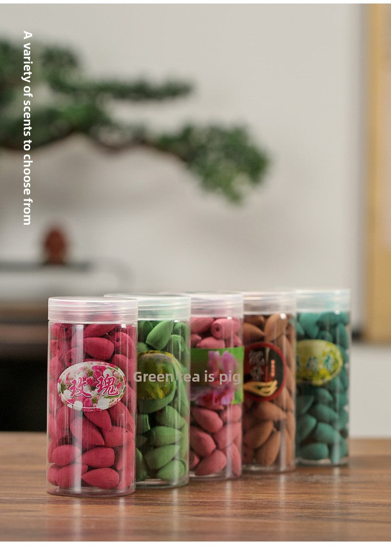 zensoullab Spring Reverse Plastic Bucket Flowing Incense Sandalwood 80 Pieces Reverse Flowing Incense Pellets Indoor Tower Incense Aromatherapy Incense