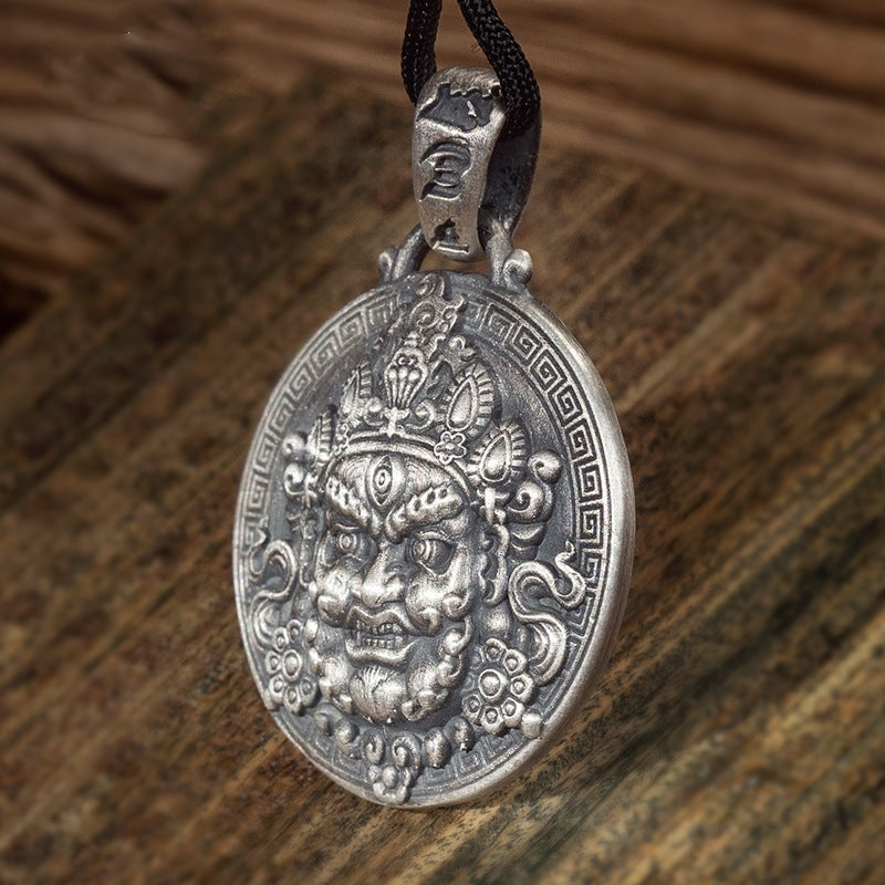 zensoullab National Trend Thai Silver Pendant Retro Three-Eyed Wisdom Buddha Hanging Ornament Original Handmade Buddha Amulet Versatile Men's and Women's Necklace