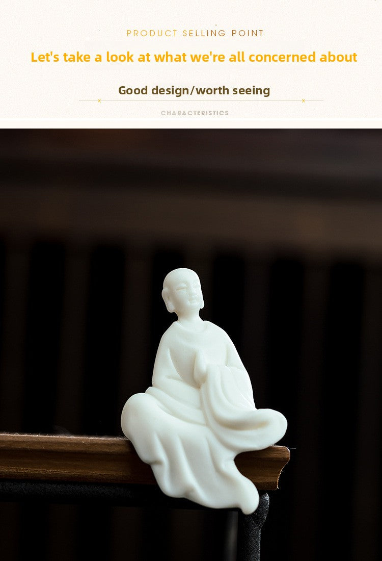 zensoullab Mini Fingertip Small Buddha Ceramic Little Monk Ornament Micro Landscape Tea Room Fish Tank Decoration Formless Buddha Zen Small Figure